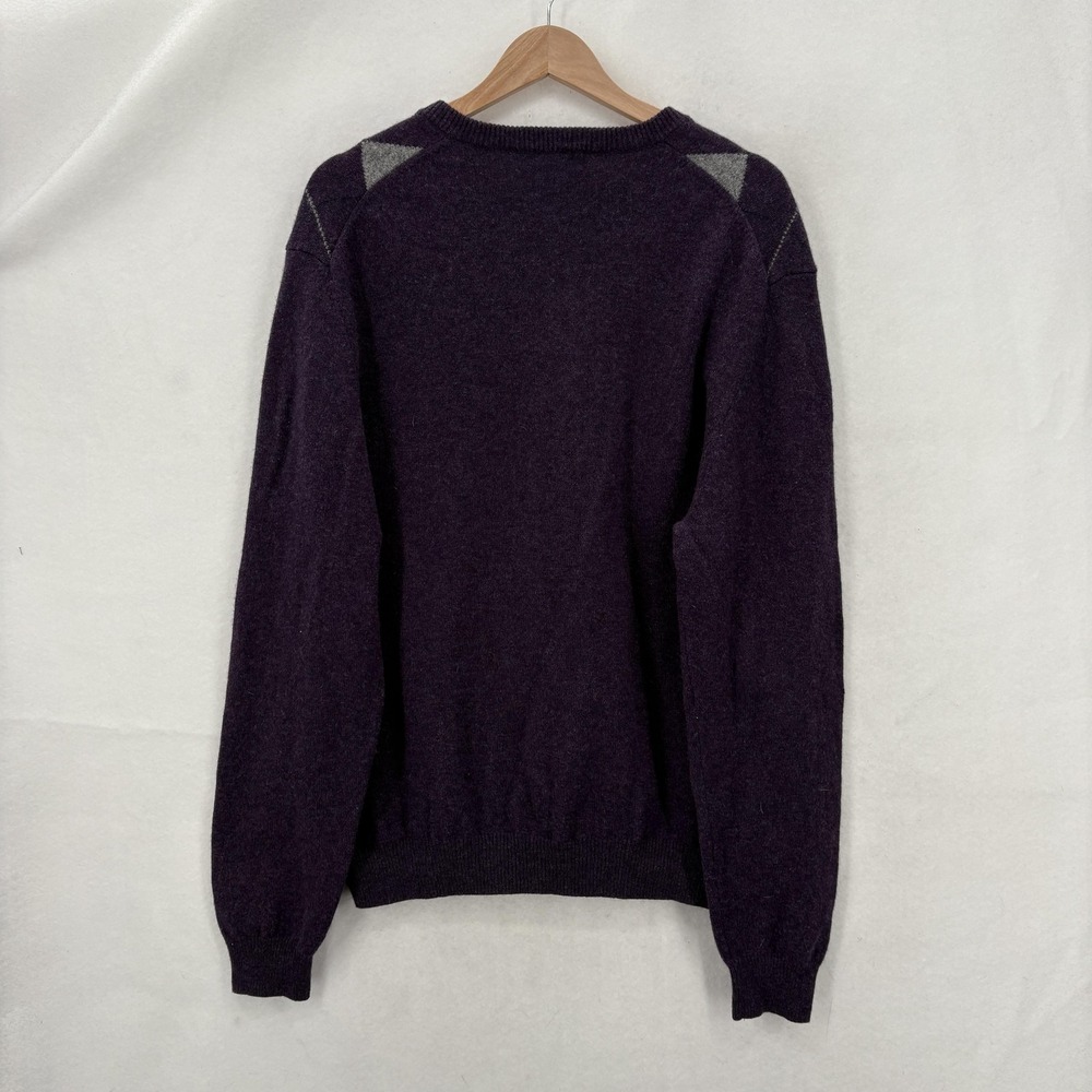 Brooks Brothers Sweater Mens Extra Large Purple Argyle Scottish Lambswool V Neck - Picture 10 of 11